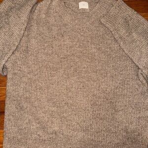 H&M Neutral Heather Taupe Crewneck Sweater